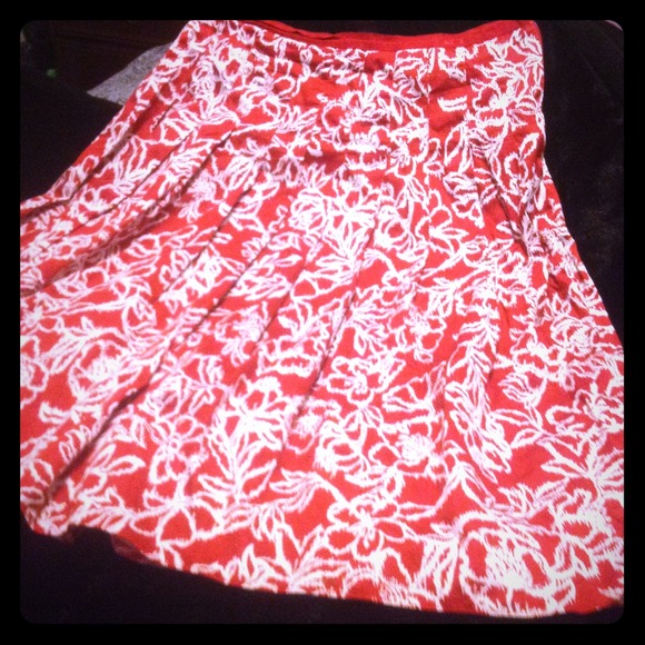 Liz Claiborne Rust/White Pleated Skirt