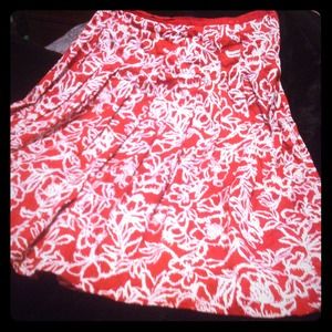 Liz Claiborne Rust/White Pleated Skirt