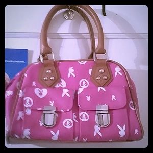 Pink leather playboy bunny purse