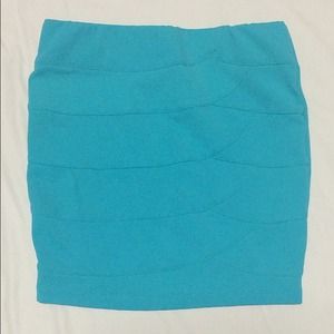 Turquoise blue pencil skirt