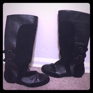 All Black Suede & Leather Fall/ Winter Boots