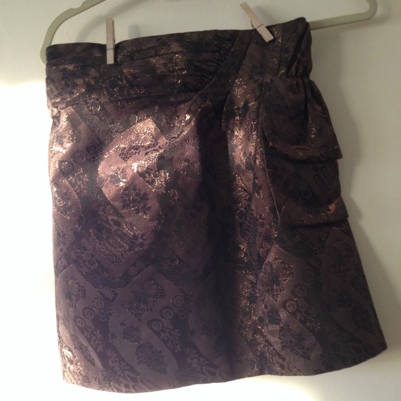 Olive gold jacquard skirt - Picture 1 of 3