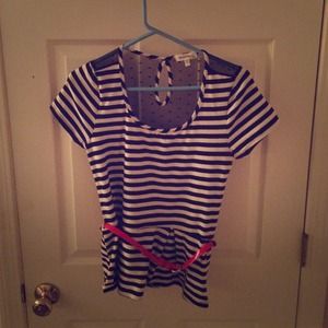 Striped peplum top with see through back