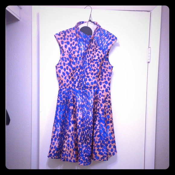 Cobalt blue leopard print dress