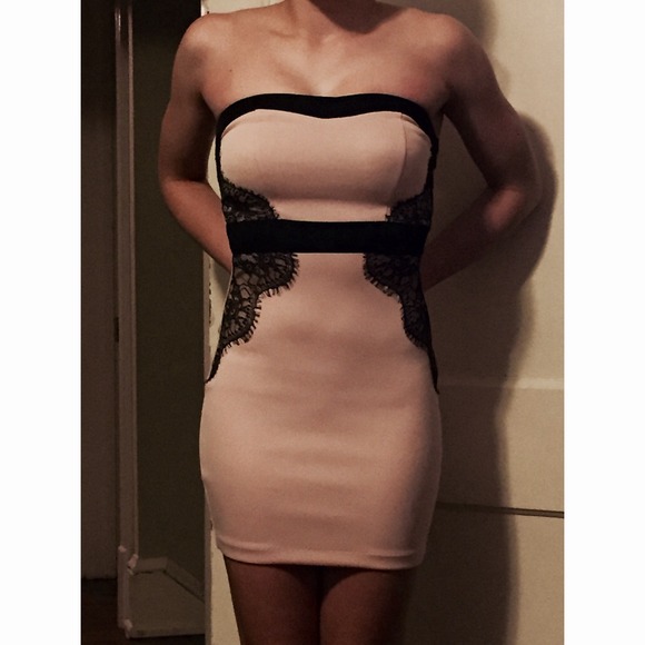 Pink and black cocktail dress