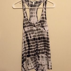 Black and white tye-dyed tank top