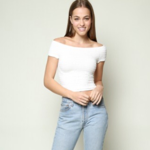 white off the shoulder top brandy melville