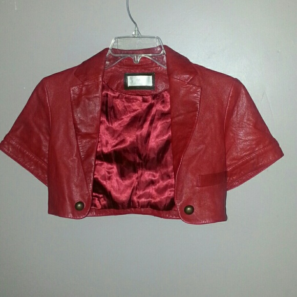 Red Leather Bolero Styled Vest