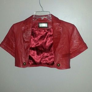 Red Leather Bolero Styled Vest
