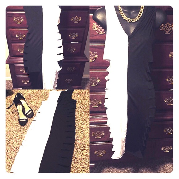 Black && White split Dress