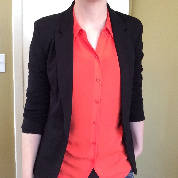 Tangerine Cap Sleeve Button Up