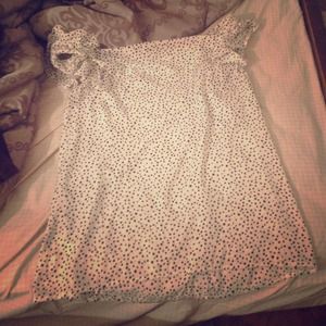White Loft dress shirt with black pika dots
