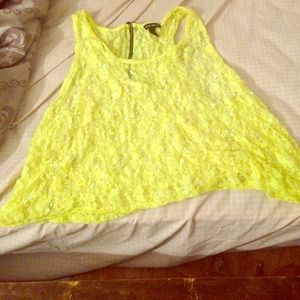 Yellow sequin crop top
