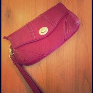 SALE❤️❤️❤️Red Pebbled Leather Clutch by Talbots