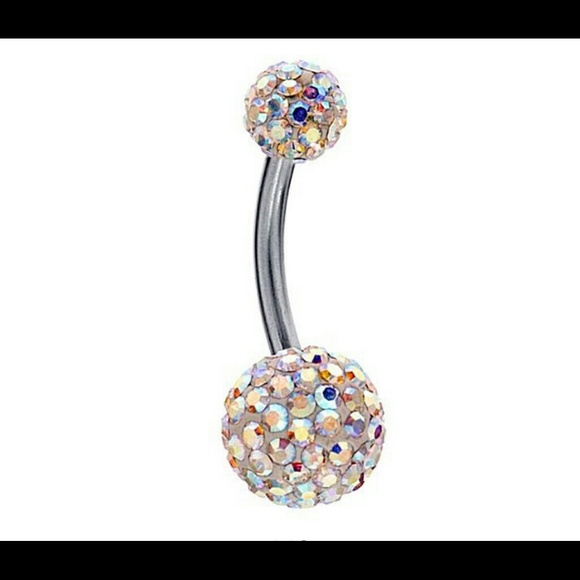 Aurora Borealis Cubic Zirconia Belly Button Ring