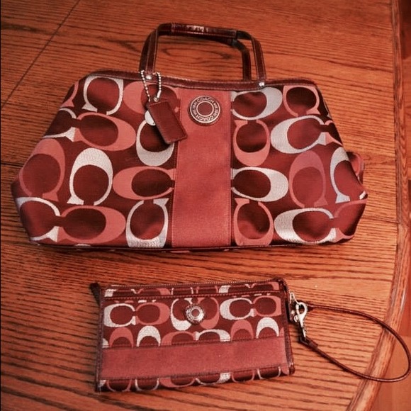 Coach signature handbag & wallet wristlet