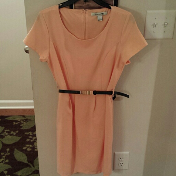 Peach colored short sleeve dress