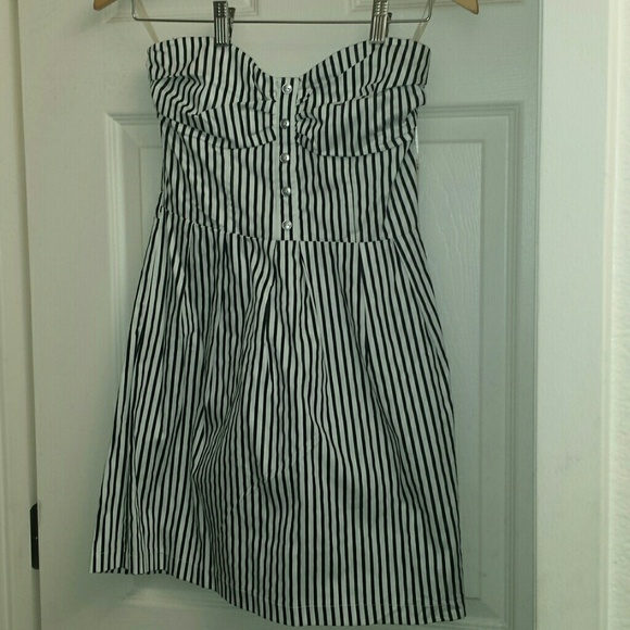 Pinstripe Strapless Dress