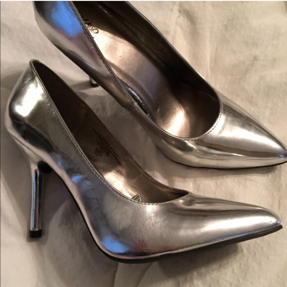 Metallic grey heels