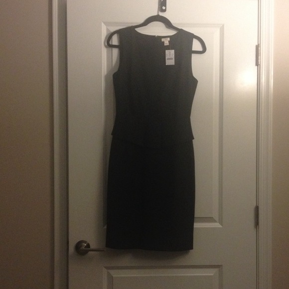 FACTORY STRETCH WOOL PEPLUM DRESS