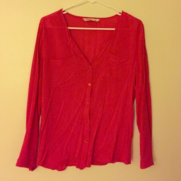 Old navy red button up long sleeve