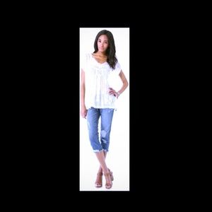 FREE PEOPLE ,edgy crop distressed jeans