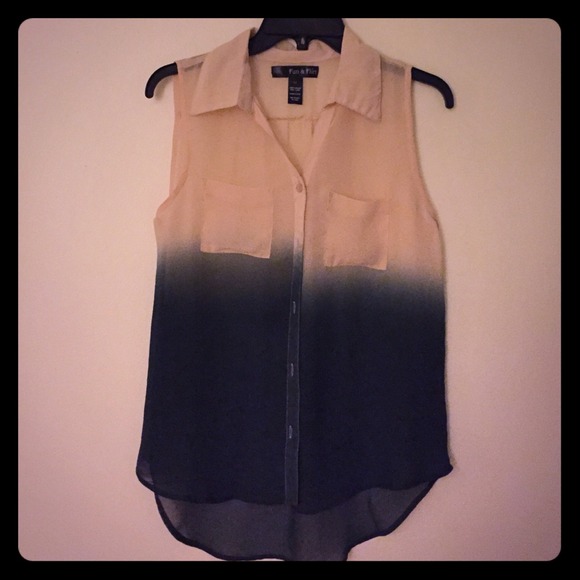 High-low ombre nude and charcoal tank