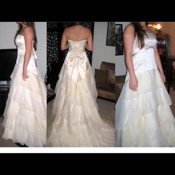 MAGGIE SOTTERO WEDDING DRESS -SIZE 8 CHAMPAGNE - Picture 3 of 3