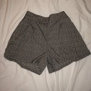 Black & white silk shorts