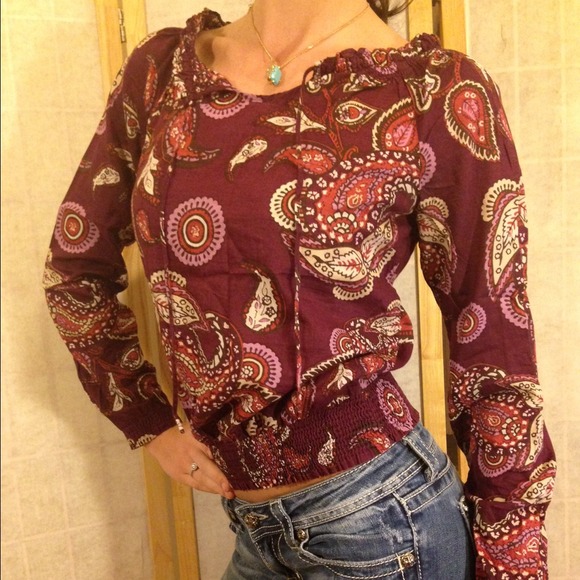 Burgundy printed top