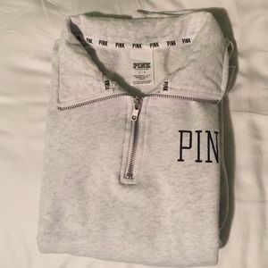 PINK Half Zip Gray Sweatshirt