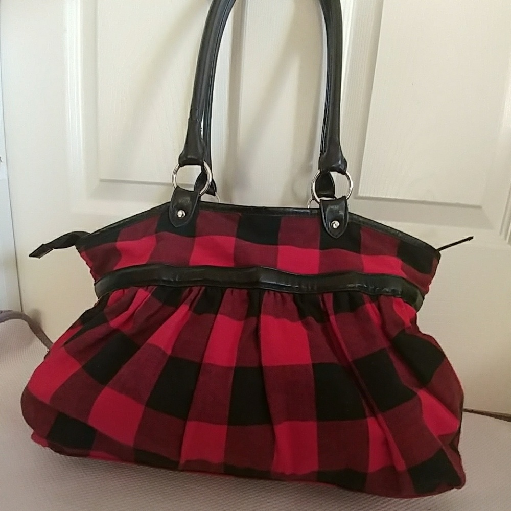 Purse, red & black, large