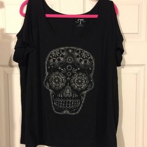 Black Sparkle skull shirt from Torrid