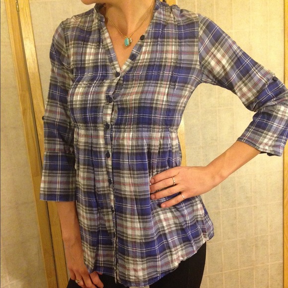 Blue plaid button-up