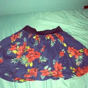 Navy blue floral print skirt from hollister
