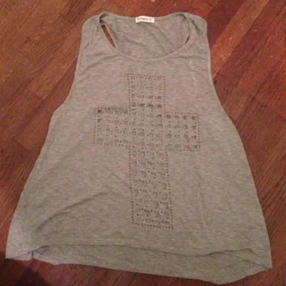 Gray cross tank top