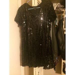 Black Sequin Mini Dress/Tunic Petite