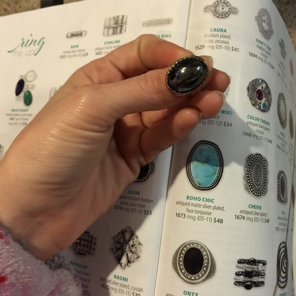 Silver setting with dark grey stone ring! - Picture 3 of 4