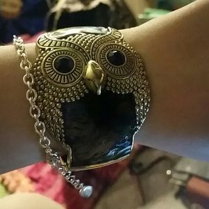 Gold owl bangle