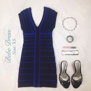 Blue bebe Sexy Bodycon V Neck Dress