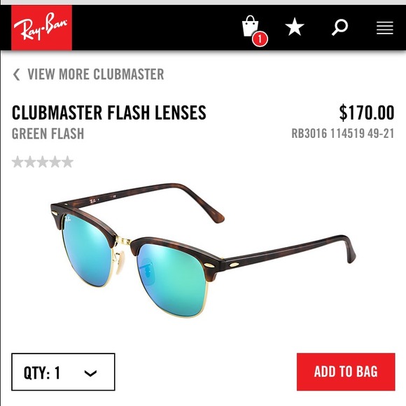 RAY-BAN CLUBMASTER FLASH LENSES