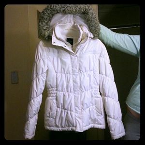 White Faded glory fur hood coat