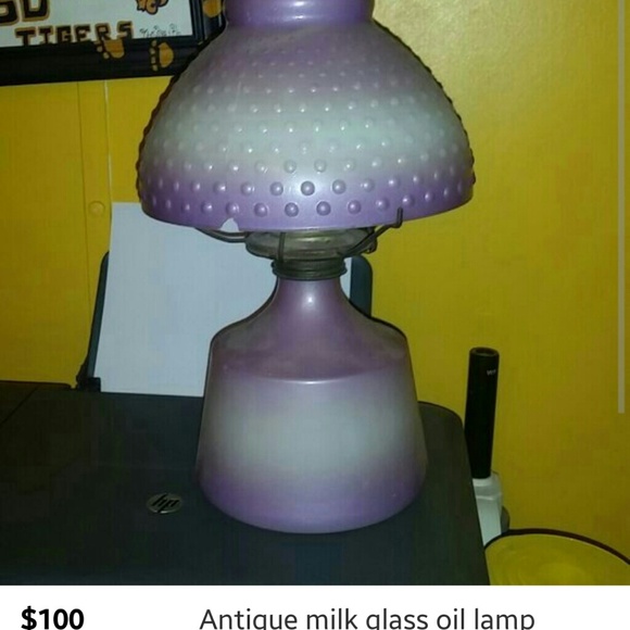 Antique glass oil lamp