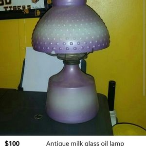 Antique glass oil lamp