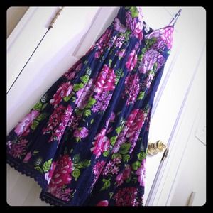Blue and Pink Casual Flower Dress