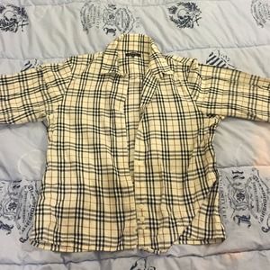 Burberry ivory plaid shirt long sleeve