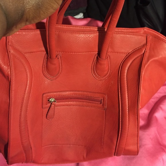Red large handbag Celine inspired