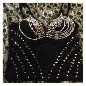 Studded sexy punk rock Madonna top