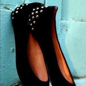 Studded heels black flats