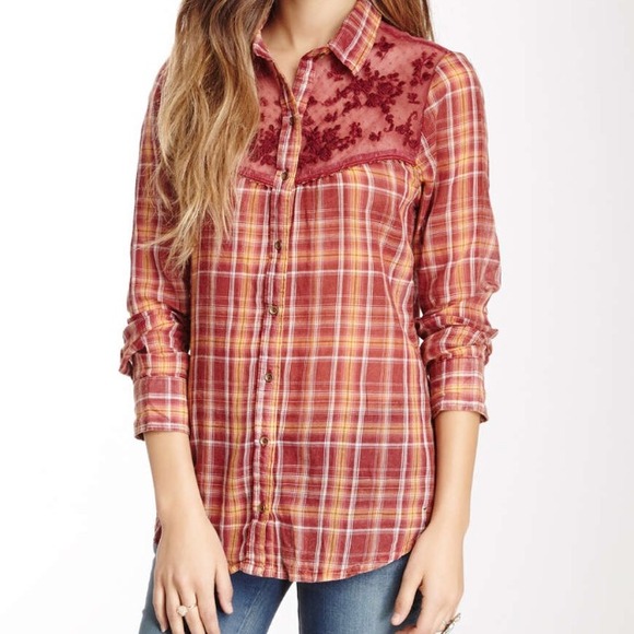 Free People Tops - Free People Button-Up Plaid Shirt.